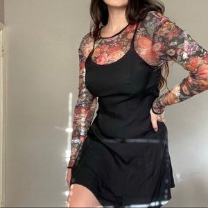 90s Style Floral Mesh Dress